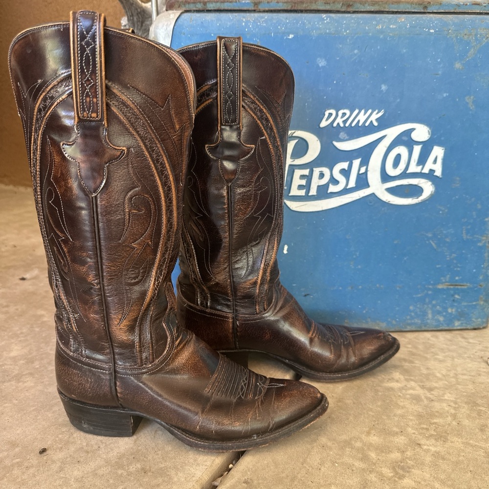 Lucchese Brown Leather Heeled Boots